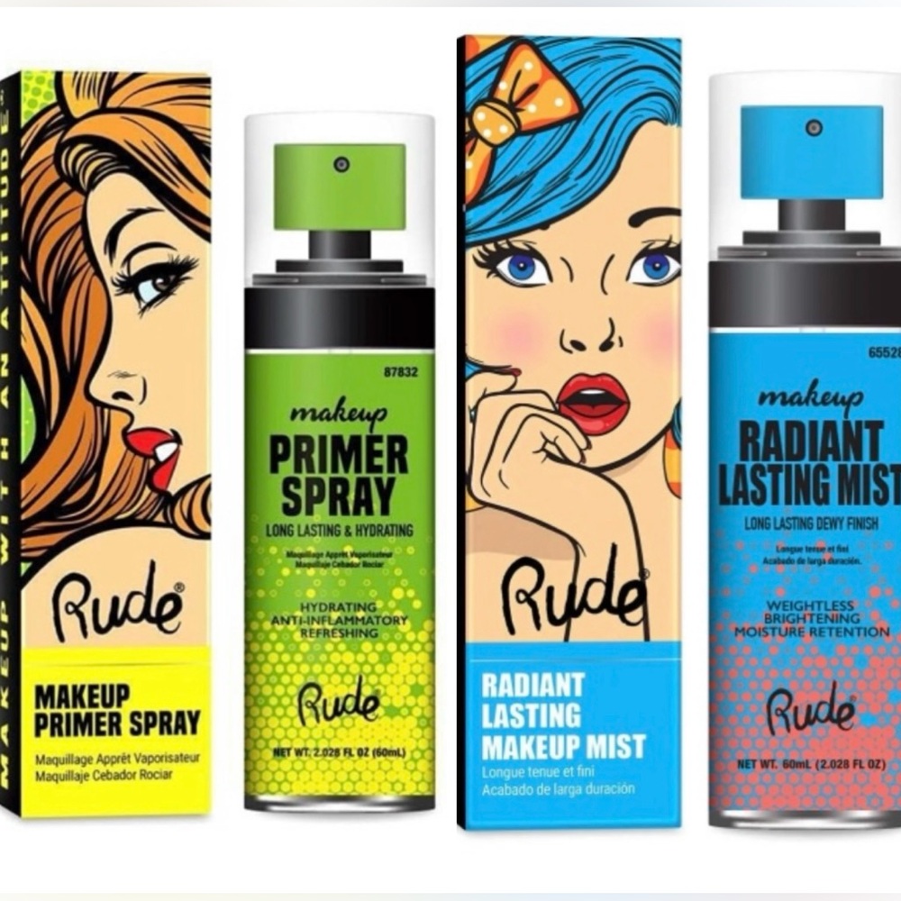 Rude Makeup Primer Spray and Radiant Lasting Makeup Mist